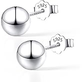 925 Sterling Silver Ball Stud Earrings Available in 3mm-10mm,Classic Round Ball Studs Hypoallergenic Jewelry