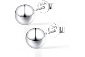EVERU 925 Sterling Silver Ball Stud Earrings Available in 3mm-10mm,Classic Round Ball Studs Hypoallergenic Jewelry