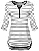 Messic Women's V-Neck 3/4 Roll Up Sleeve High Low Hem Casual Striped Tunic Shirts