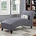 Chaise Lounge Chair - Living Room Contemporary Furniture - 100 % Polyester Microfiber Upholstered Over Wood Frame - Accent Pillow Included (Gray)