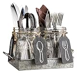 Home Essentials 4 Mason Jars on Galvanized Caddy With Chalk Tags