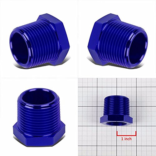 Blue Aluminum Anodize Finish 1" Male to 3/4" Female NPT Bushing Reducer Pipe Fuel Fitting Adapter