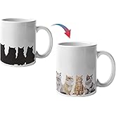 Onebttl Cat Gifts Coffee Mug for Women & Men, 12oz Heat Sensitive Magic Mug for Cat Lovers, Friends - Christmas, Birthday