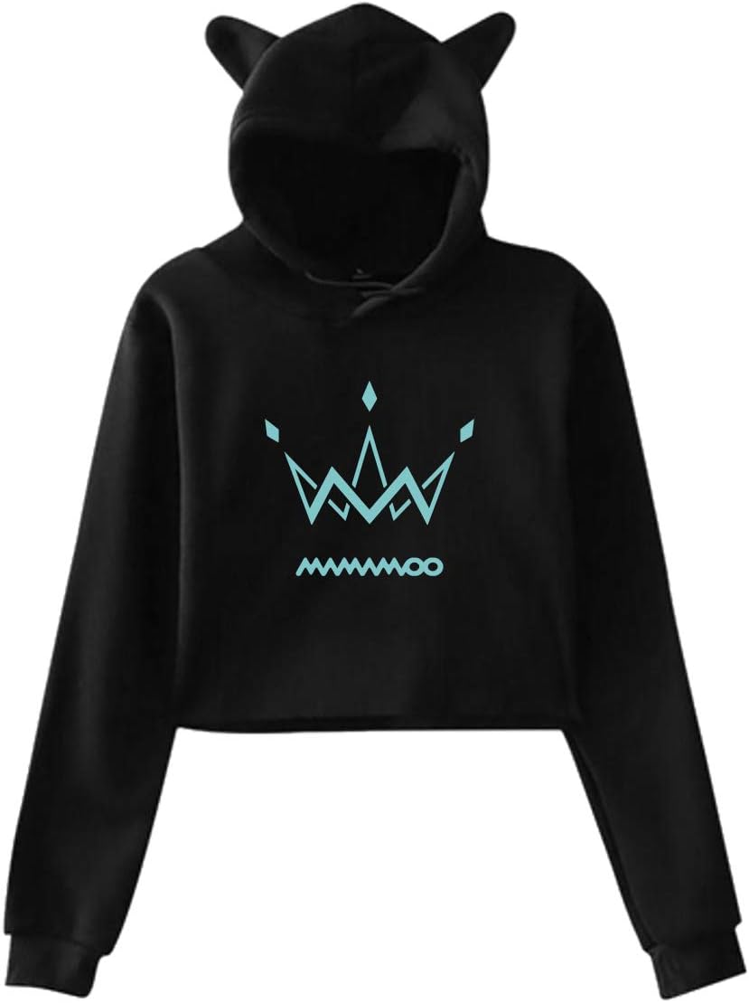 Mamamoo Moo Moo Womens Pullover Hoodie Sweatshirts with Cat Ear Bare Midriff