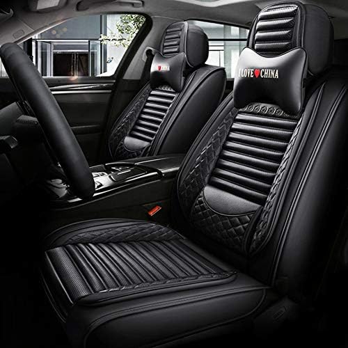 通気性 耐摩耗性の革カーシートカバーセット 夏の車のクッション 完全なカバーカーシートカバー 定番から日本未入荷 黒 簡単にきれいにし インストールします