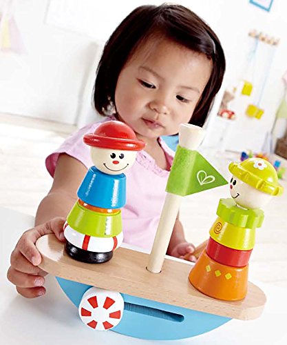 Hape Balance Boat Toddler Wooden Stacking Toy - Thumbnail 3