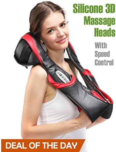 SunlitLife Variable Speed Silicone Roller Shiatsu Massager with Straps, Black