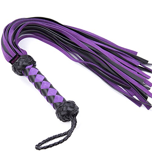 MSsmart (TM) Premium Suede Leather Floggers and Whips With Braided Handle Flogger,Purple - Thumbnail 6