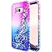 Galaxy S8 Case with Screen Protector (Full Coverage 3D PET) for Women Girls Kids, NageBee Glitter Liquid Bling Floating Waterfall Sparkle Diamond Cute Durable Case for Samsung Galaxy S8 -Purple/Blue