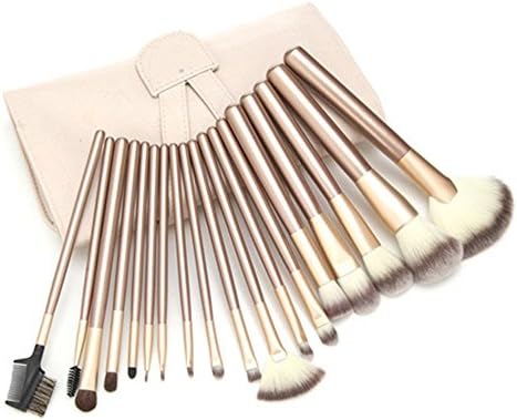 18 Pcs Make up Brush Set Professional Cosmetic Makeup Brushes Set Kits with Travel Pouch (white)