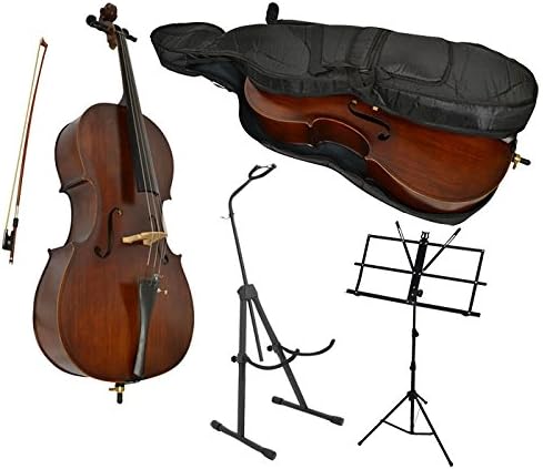 Sotendo Full Size Student Cello with Stand, Music Stand & Soft Case
