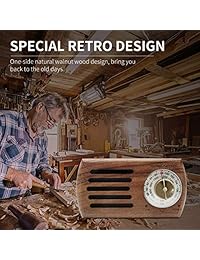 Radio portátil AM FM de bolsillo, con batería de madera de nogal retro con mejor recepción, conector para auriculares para despertar, correr y viajar.