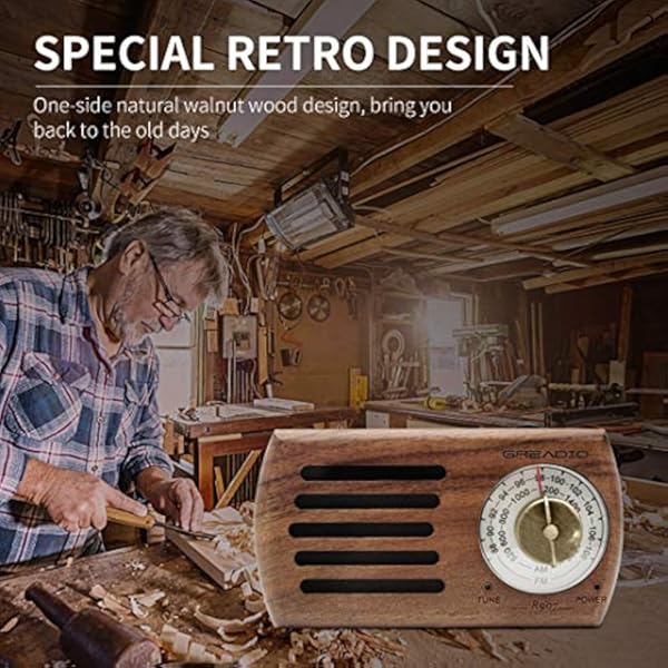Radio portátil AM FM de bolsillo retro madera jack auricular - Imagen 5