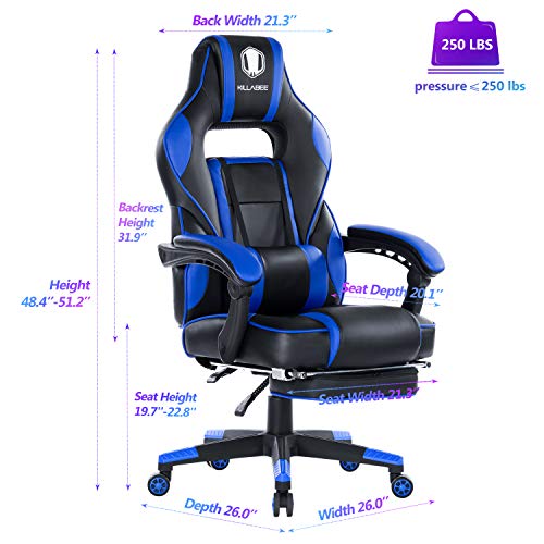 KILLABEE Massage Reclining Gaming Chair Ergonomic HighBack Racing