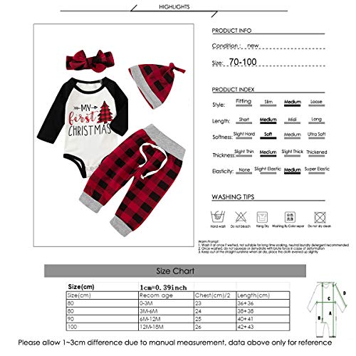 Tabpole Baby Mijn 1e Kerst Kleding Set Romper Plaid Broek Hoofdband Hoed 4 stks Xmas Outfits - Image 8