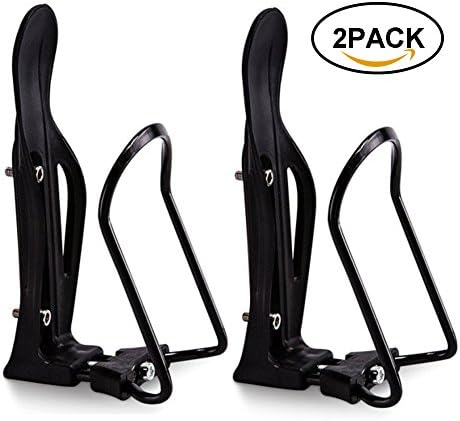 Jaklove Bike Water Bottle with Holder Aluminum Alloy Water Bottle Cage Adjustable Kettle Holder for Bike 2Pcs as Seen on TV(Black)