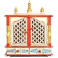 Home and Bazaar Rajasthani Ethnic Handcrafted Wooden Temple/Mandir/Pooja Ghar/Mandapam (Multicolor16)