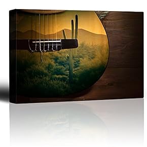 Close Up of a Guitar with The Image of The Desert in it - Canvas Art Home Art - 12x18 inches