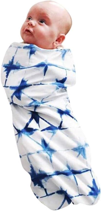 Minshao Newborn Baby Warm Swaddle Wrap Blanket, Baby Boy Cocoon Sleeping Swaddle Muslin Wrap Hat Set for 0-3 Months