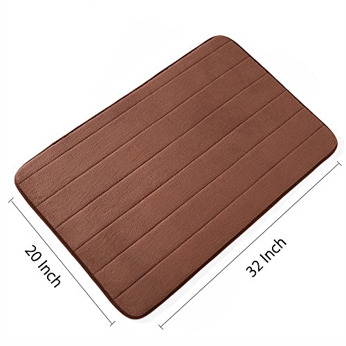 Bathroom Rugs, Bath Mat, Set of 2 Memory Foam Bath Mat and U-shape Toilet Floor Rug (Brown) - Thumbnail 2
