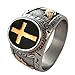 Christian Holy Cross Prayer Ring Stainless Steel Black Enamel Religious
