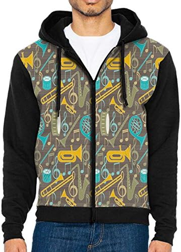 LICAI Men's Full Zipper Hoodies Saxophone Sweatshirt