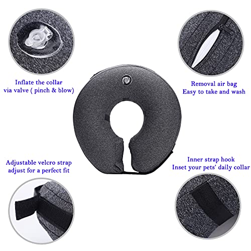 Katoggy Inflatable Dog Recovery Collar, Soft Blowup Protective Recovery Dog Cone, Pet Donut