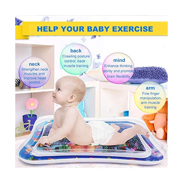 Jestilo Inflatable Tummy Time Water Mat Baby – Infant and Toddler Baby Play Mat Sensory Toys for Baby Early Development…