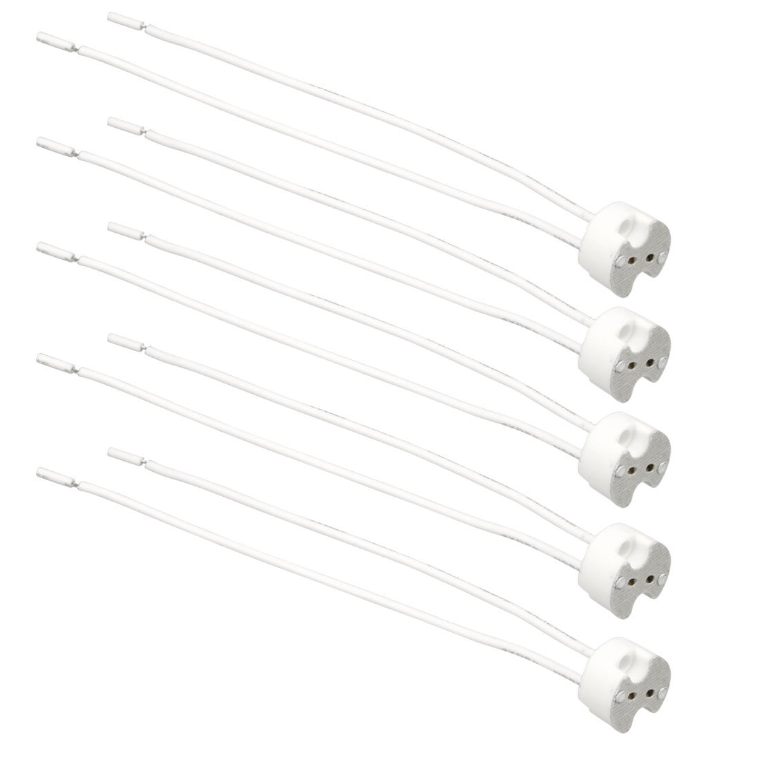 Sourcingmap 5Pcs Wire Connector Ceramic MR16 Lamp Holder LED Light Socket Base Converter 14cm Long