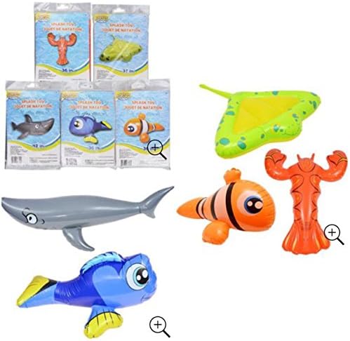 Lot 5 inflatable Pool Toys Floats Fish Shark Nemo Clown Fish String Ray Lobster Dory Pool Fun Water Toys