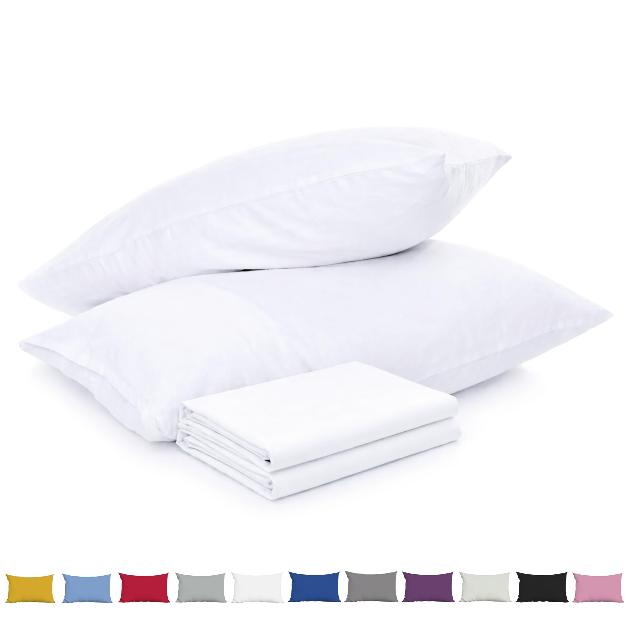DN Collection Pillow Cases 2 Pack | 100% Brushed Microfiber Soft and Cozy Pillow Covers | OEKO-TEX Certified Pillowcase with Envelope Closure - Fade, Wrinkle & Stain Resistant (White - 50x75cm)