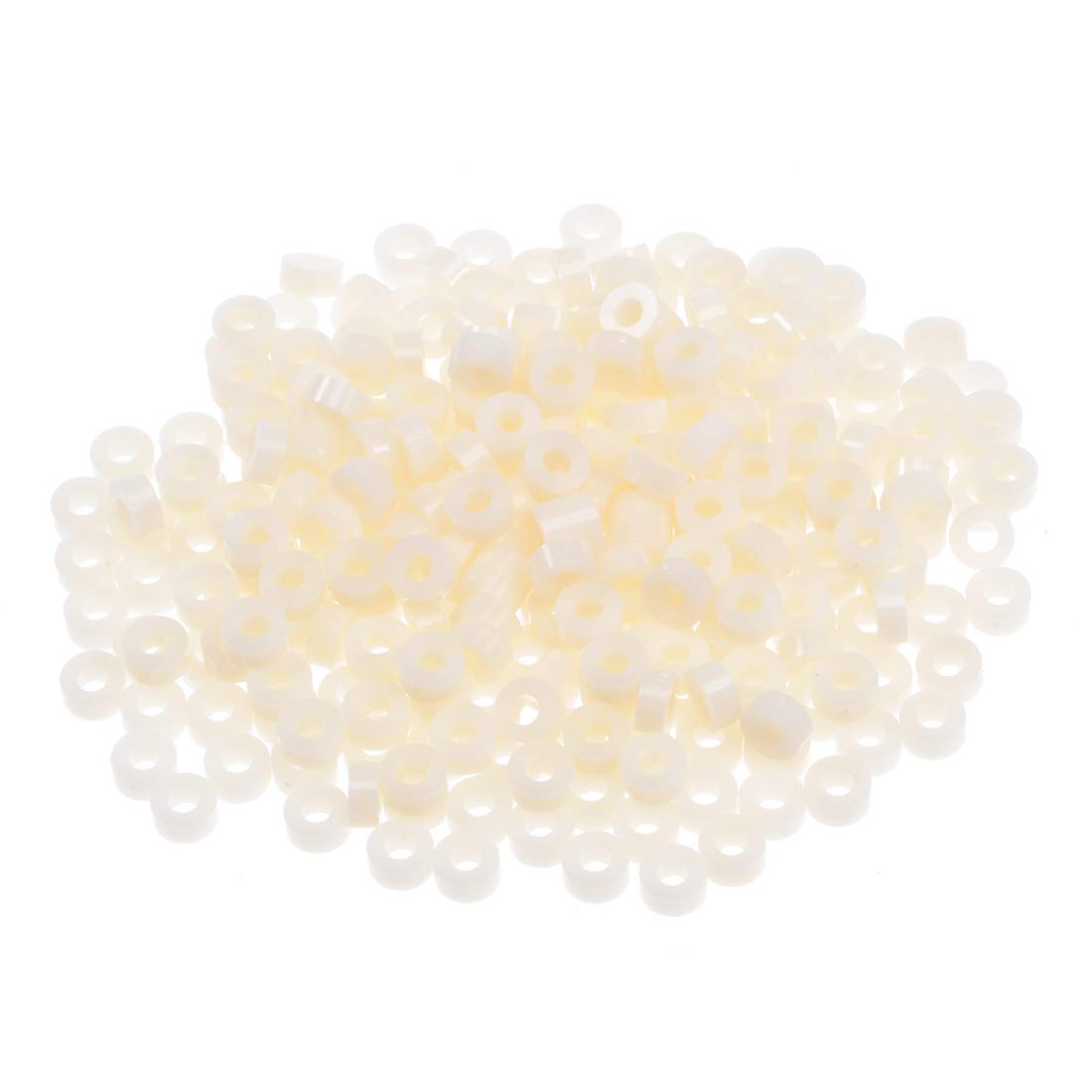 Sourcingmap Nylon Round Spacer Washer 3mm ID 7mm OD 3mm Length for M3 Screws Block White 300Pcs, for 3D Printer TV Wall Mount Outlet Pegboard Motorbike