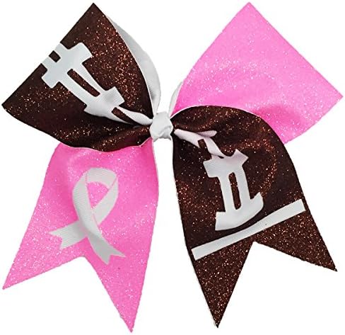 Tackle Breast Cancer Football Glitter Cheer Hair Bow