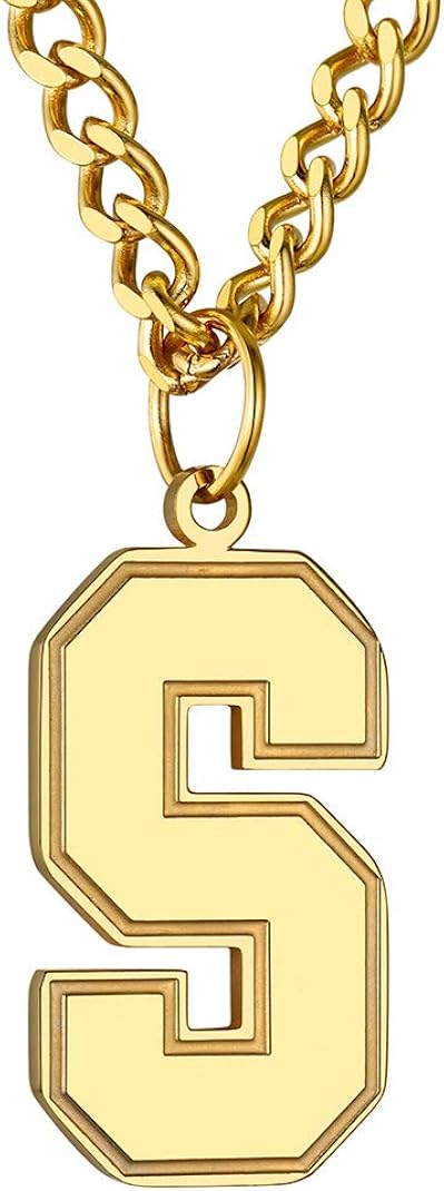 GoldChic Jewerly S Initial Gold Chain for Boy Big Letter Pendant Statement Jewellery Gifts For Sports Men
