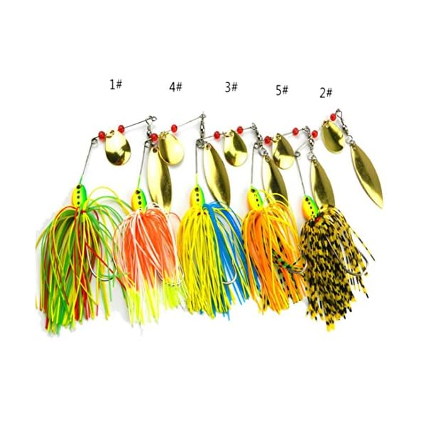 Laimeng5pcs-Mixed-Color-Spinner-Fishing-Lures-Bass-Tackle-Hook
