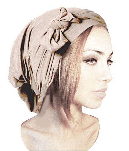 Pre-tied Headwear Versatile Ties Bandana Tichel Head-scarf Cotton in 26 Colors! (Light Beige - 361)