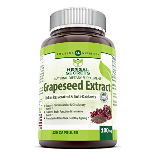 Herbal Secrets Grapeseed Extract - 100 mg Grape Seed Capsules Rich in Resveratrol - Easier to Take Than Grape Seeds Oil – Supports Immune Health & Healthy Ageing- 120 Pills Herbal Secrets Grapeseed Extract - 100 mg Grape Seed Capsules Rich in Resveratrol - Easier to Take Than Grape Seeds Oil – Supports Immune Health & Healthy Ageing- 120 Pills