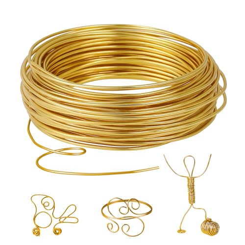 Romon Aluminum Craft Wire 2mm X 10M, Flexible Silver Aluminum Wire, Aluminum Wire for Crafts and Jewelry Making (Gold)