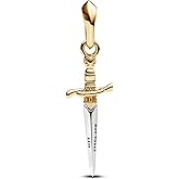 H.ZHENYUE 925 Sterling Silver Charms Ice & Fire Golden Sword Dragon Dangle Beads for Bracelets and Necklaces Jewelry for Women