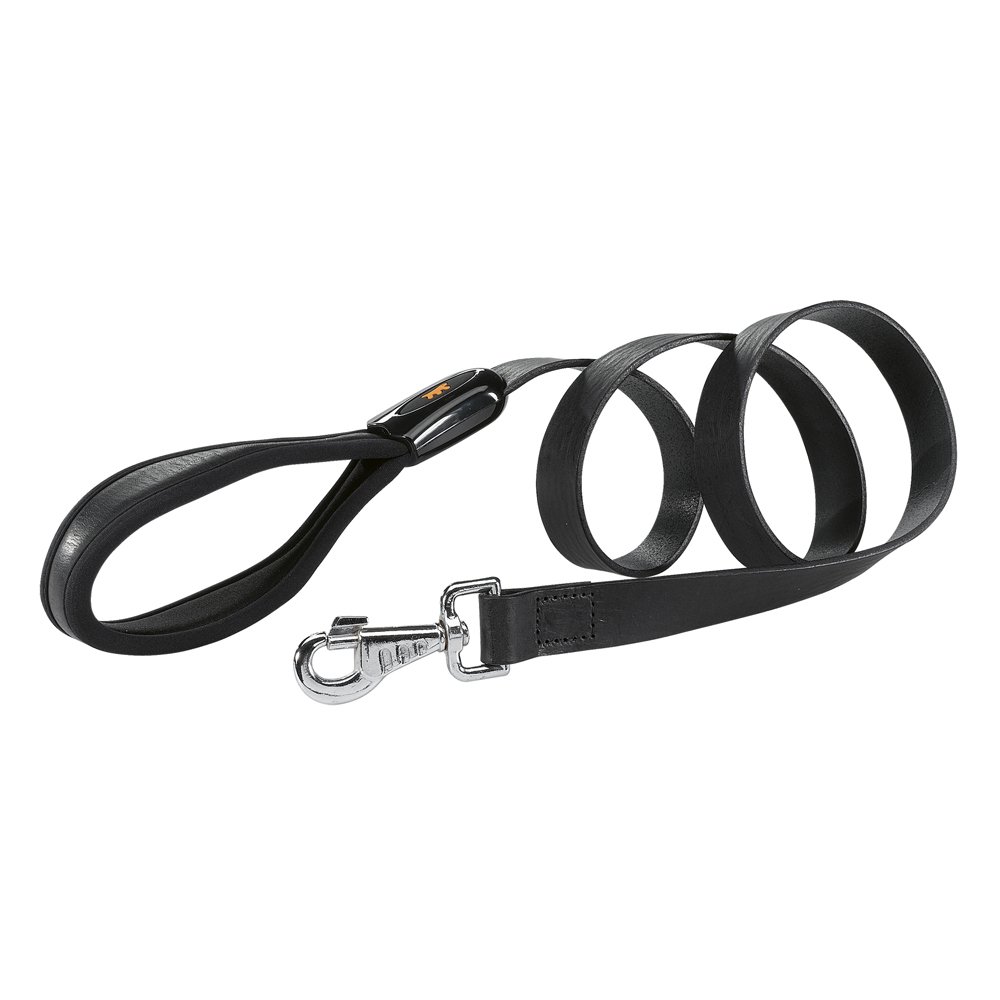 Ferplast Genuine Leather Dog Lead leather Leash with padded handle for dogs GIOTTO Length 120 cm Black