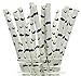Mustache Straws (25 Pack) - Black & White Moustache Pattern Paper Straws, Mustache Party Supplies, Little Man Drinking Straws