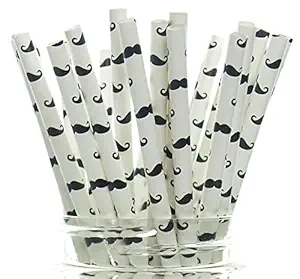 Mustache Party Straws, Moustache Paper Straws (50 Pack) - Mustaches Little Man Birthday Party Supplies, Baby Boy Baby Shower or Birthday Party, Mustache Tableware