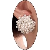 Large Pearl Statement Earrings for Women,Flower Cluster Big Stud Earrings for Wedding Engagement,Vintage Faux Pearl Ear Jewelry Accessories