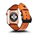 KADES Replacement Band Compatible for Apple Watch Series 4 44mm & Series 3/2/1 42mm [Retro Top Grain Genuine Leather]- Russet Orange Band + Black Hardware