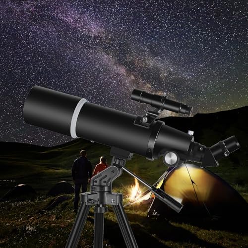 Telescopio de astronomía para Adultos, 80 mm de Apertura, 600 mm, portátil, para Principiantes y niños, con trípode, Adaptador de teléfono, Mochila