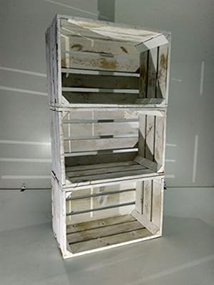 Lote 3 Cajas DE Fruta Madera Pino Blanco Vintage: Amazon.es: Hogar