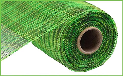 Multi Stripe Deco Poly Mesh - Moss Lime Apple Green 10 Inch x 10 Yards