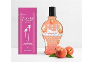 Bundle of 2 Items: Black Chocolate Peaches & Cream 400X Tanning Lotion Bottle 221 ml by Brown Sugar and Aloha Hawaii Waikiki 