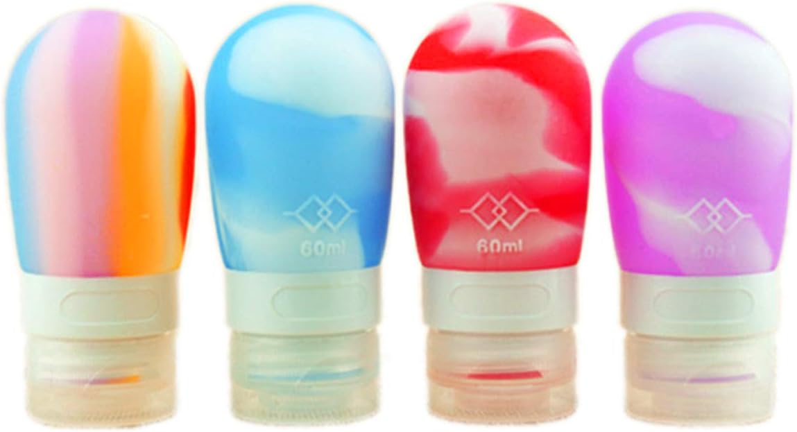 RoseFlower® Leak Proof Silicone Travel Bottles Set - 2.7oz (80ml) 4 Pack TSA Approved Refillable & Squeezable BPA Free Silicone Containers for Shampoo Conditioner Lotion and Toiletries