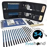 Professional Art Set - Drawing, Sketching and Charcoal Pencils, Drawing Pad, Kne